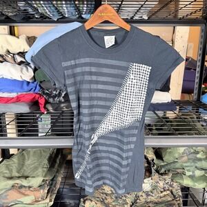 Hybrid Tees Mens Size L Black Graphic Zipper Houndstooth Stripe T Shirt